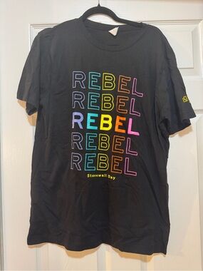 Black "Rebel" Rainbow Print Stonewall Day Tee